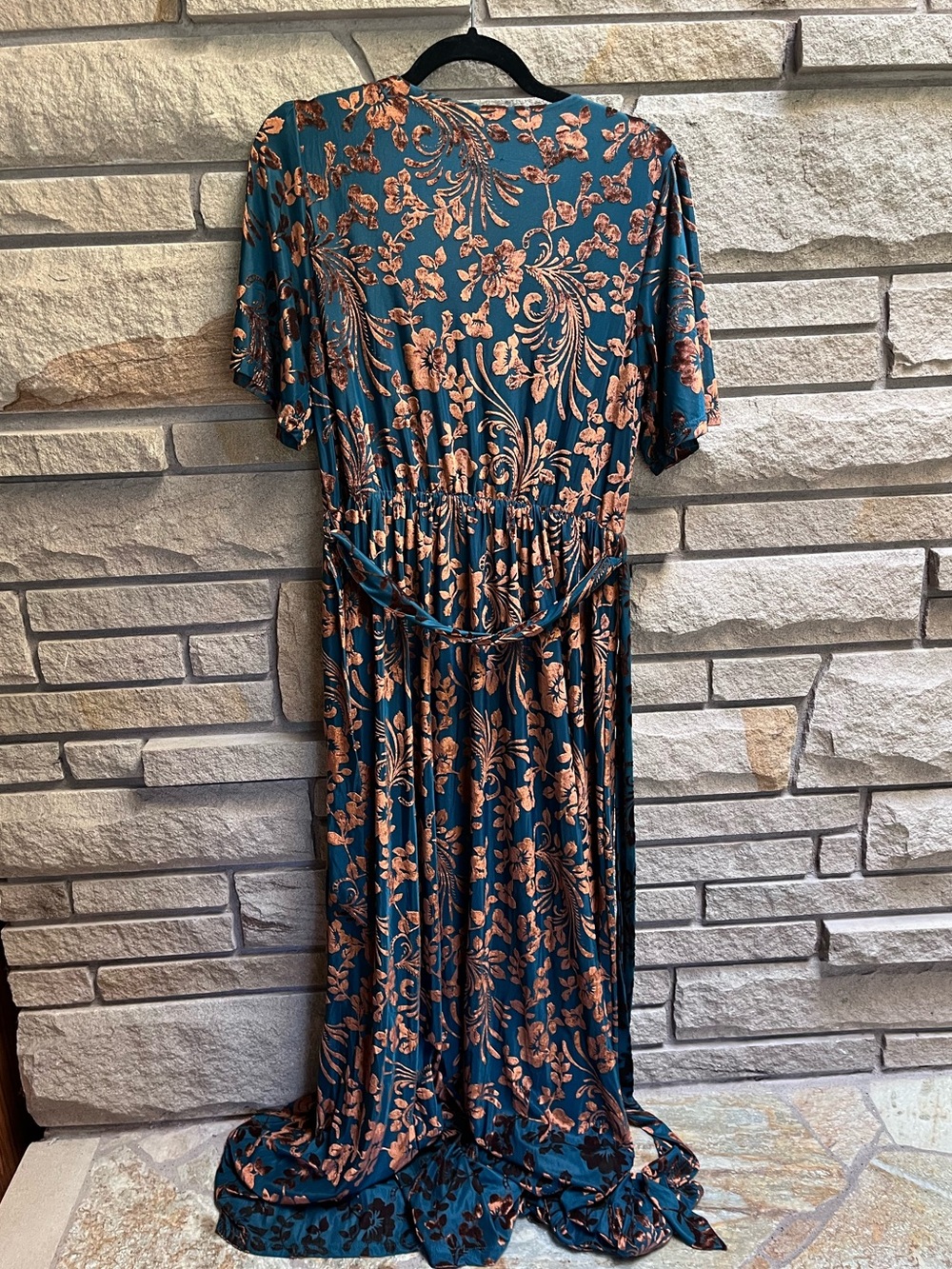 Baltic Born Uma Velvet Maxi Dress Jade Green Bronze Floral XL fall wedding guest - Picture 7 of 16